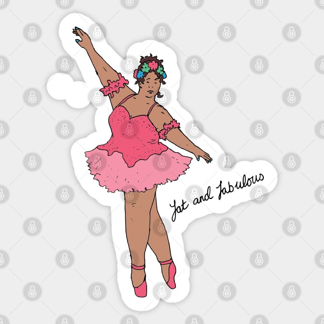 Fat and fabulous - plus size ballerina Sticker by JennyGreneIllustration